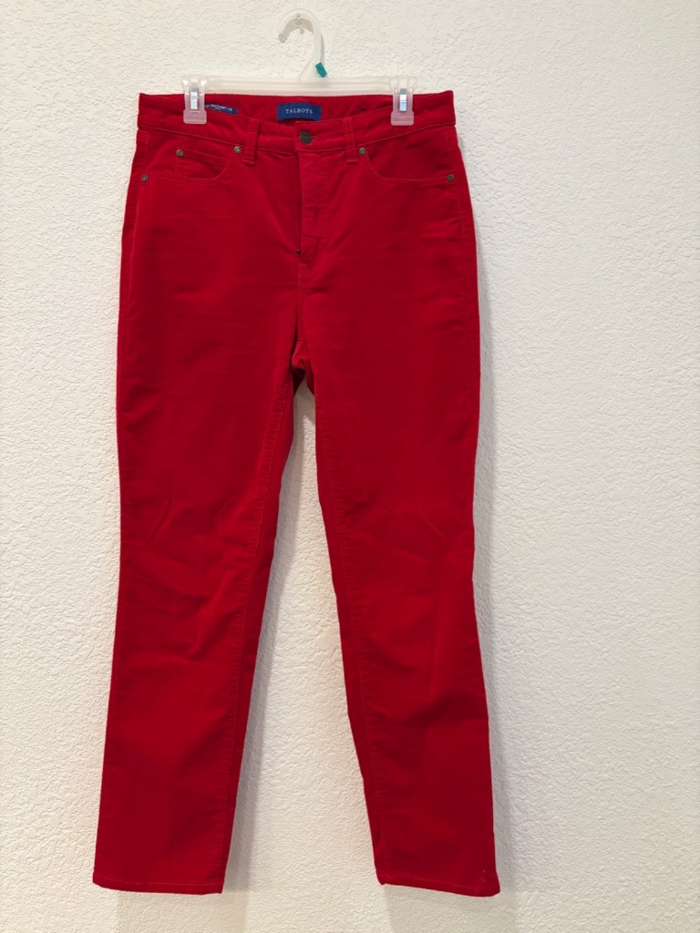 Talbots Red Corduroy Pants Size 6 Straight Leg High  Rise